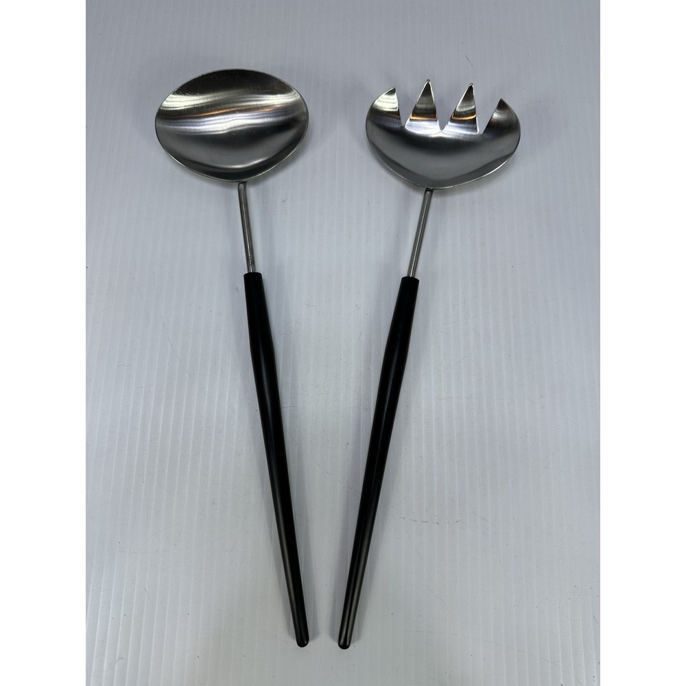 Vintage Nasco Salad Server 13" Fork‎ Spoon Stainless Japan MCM Danish Style